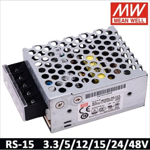 Mean Well RS-15 15W Single Output Switching Power Supply 3.3/5/12/15/24/48V Light Transformer RS-15-5 RS-15-3.3 RS-15-15