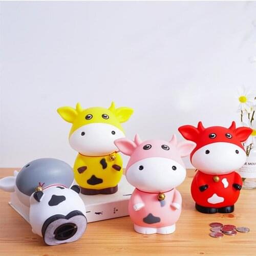Ox Piggy Bank Unbreakable Plastic Cow Money Bank Coin Bank for Girls Boys Gifts for Birthday
