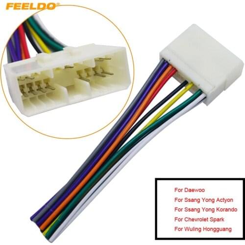 FEELDO 5Pcs Car Audio Radio Stereo Wiring Harness Adapter For Daewoo/Actyon/Chevrolet Spark Install Aftermarket CD/DVD Stereo
