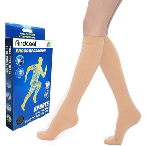 Findcool Leg Support Medical Knee High Compression Socks Closed Toe 15-21mmHg for Varicose Veins