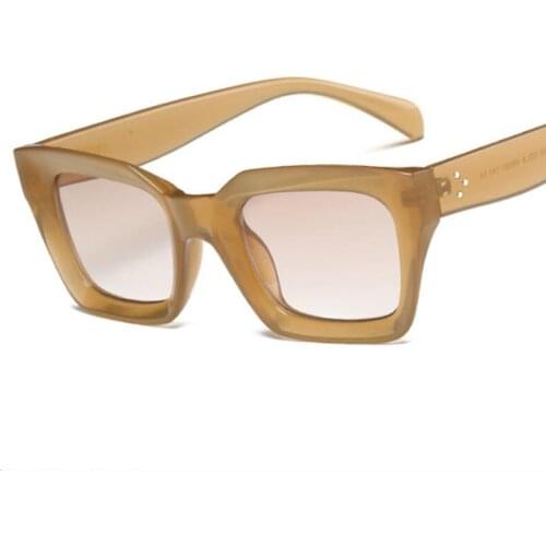 Emosnia Classic Women Square Sunglasses Vintage Brand Designer Fashion Nail Decoration Men Champagne Frame Shades Gift for Girls