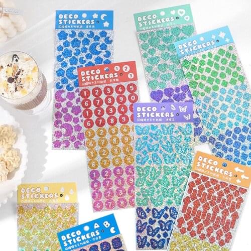 Korea Colorful Laser Star Digital Butterfly Sticker DIY Scrapbook Stationery Mobile Computer Fantasy Decoration Sticker Ins Hot