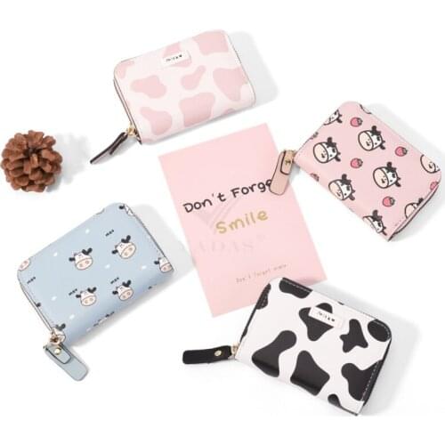 Cute Card Set Cow Print Organ Card Bag Fresh Short Zero Wallet Lady