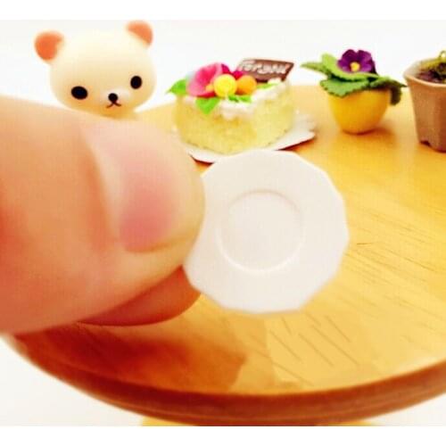Tanduzi 4PCS Dollhouse Miniature 1:12 Plastic White Plates Small Dish Miniature Plates Home Decor Mini Dish