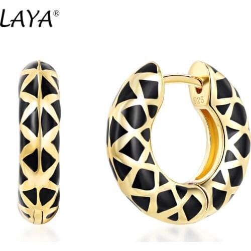 Laya Silver Hoop Earrings For Women 925 Sterling Silver Simple Design Circle Color Fine Jewelry Handmade Enamel 2021 Trend