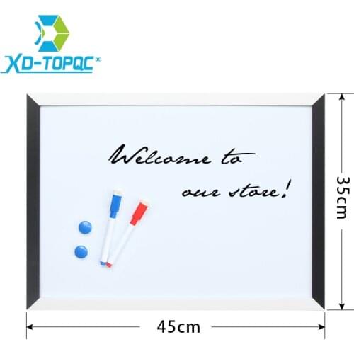 XINDI 35*45cm Whiteboard Magnetic Drawing Board MDF Black & White Wooden Frame Boards Decorative White Board For Business WB09