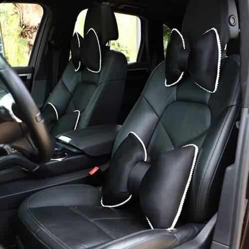 Fashion Ice Silk Lovely Bow 1pcs Cars Neck Pillows Headrest Seat Small Modern Pad Supports Protector Accesorios Para Auto