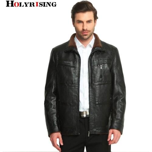 Men leather jacket jaqueta de couro masculino fur coat middle-aged leather PU jacket coat stand collar size male 4XL 3 color