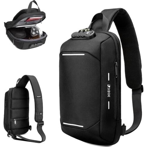 Mens USB Multifunction Anti-theft Lock Shoulder Bag Oxford Cross Body Sling Chest Bags Casual Travel Messenger Pack For Male