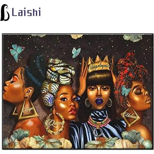 5D Diy Afro Queen Sisters, Butterflies round diamond painting kit animal mosaic diamond embroidery home decoration new year gift