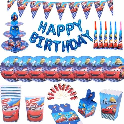 Disney Cars Lightning McQueen Set Decoration Party Supplies Cup Plate Straw For Birthday Party Decorations Kids Baby Shower Gift