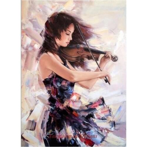 Embroidery Counted Cross Stitch Kits Needlework - Crafts 14 ct DMC DIY Arts Handmade Decor - Girl playing the Violin
