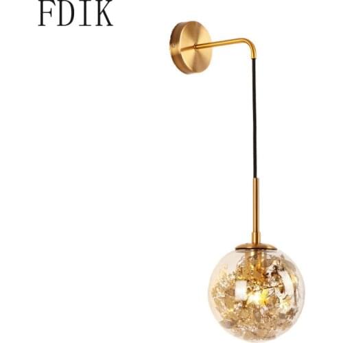 Modern 15cm/20cm Glass Ball Wall Lamp Simple Wall Lights for Living Room Kitchen Bedroom Home Decor Gold/Black Luminaire Fixture