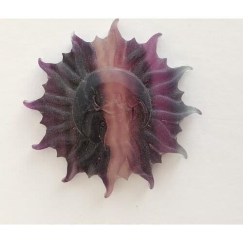 Natural Hand-Carved Fluorite Sun - Restored Energy Mineral Quartz Home Decor