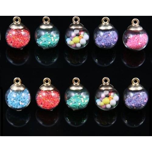 New Color3DTransparent Acrylic Light Bulb Round Glass Ball Glitter Pendant MakingDIY Necklace Earrings Jewelry Accessories10PCS