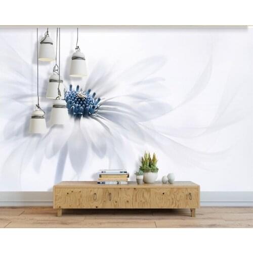 Custom wallpaper fashion white flowers transparent flowers TV background wall home decoration living room bedroom 3d wallpaper