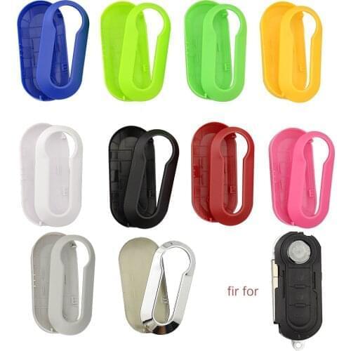 OkeyTech 5/10PCS Replacement Protect Key Cover Shell Case Fit For Fiat 500 3 Button Flip Keyless Fob Accessories Colorful Color
