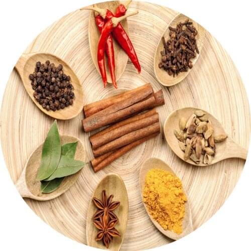 Flavour Seasoning Creative 3D Printing Circular Mats for Bedroom Living Room Carpet Kitchen Bathroom Anti-Slip Floor Mats