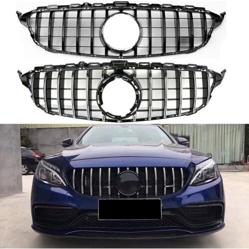 Front Racing Billet Bumper Grille Upper Facelift Grill For Mercedes-Benz W205 C Class 2015 2016 2017 2018 GTR