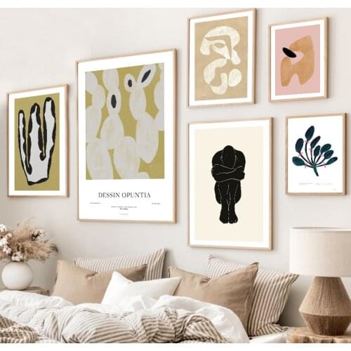 Nordic Posters And Prints Geometry Abstract Cactus Plant Human Body Draw Wall Art Canvas Painting Decor Pictures For Living Room