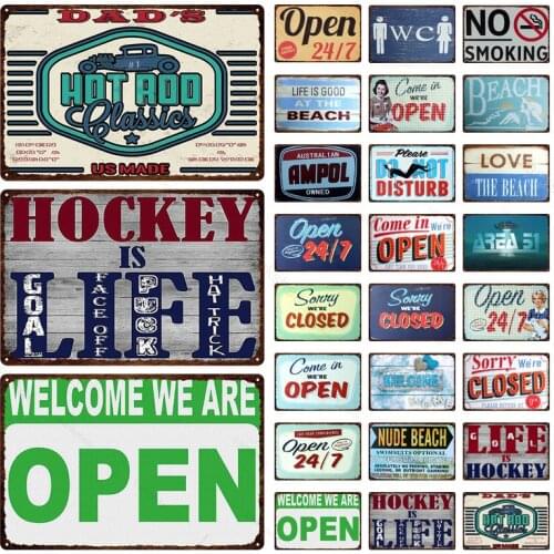 Come In Open No Smoking Metal Sign Wall Decor Tin Sign Vintage Metal Signs Home Toilet Decor Painting Plaques Art Poster