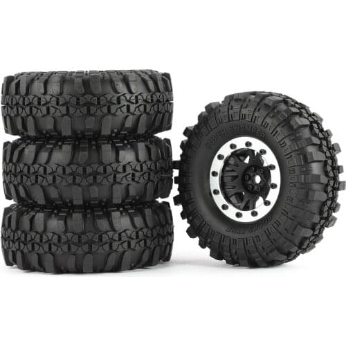 4pcs 4020 110mm 1.9in Rubber Tire with Alloy Beadlock Wheel Rim for AXIAL SCX10 90046 RC4WD D90 1/10 RC Rock Crawler Car