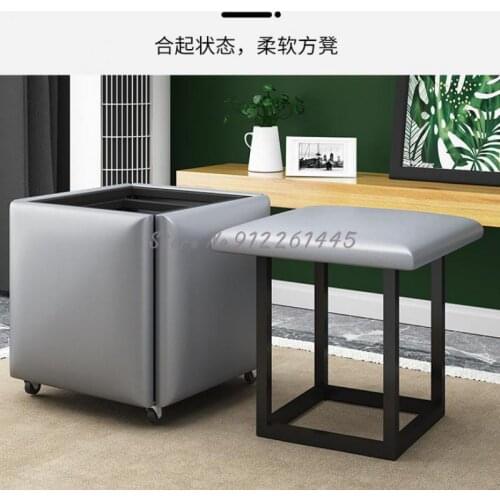 Net red dining table stool multifunctional household living room tea table Nordic simple five in one can accommodate magic cube