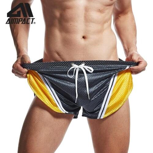AIMPACT Marathon Mens Split Side Shorts Gym Fun Party Workout Running Shorts Jogging Trunks with Lining