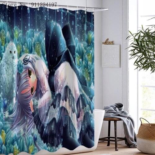 3D Printed Shower Japanese Anime Curtains Set Hook Home Decoration Bathroom Curtain Frabic Waterproof Polyester Bath Curtain