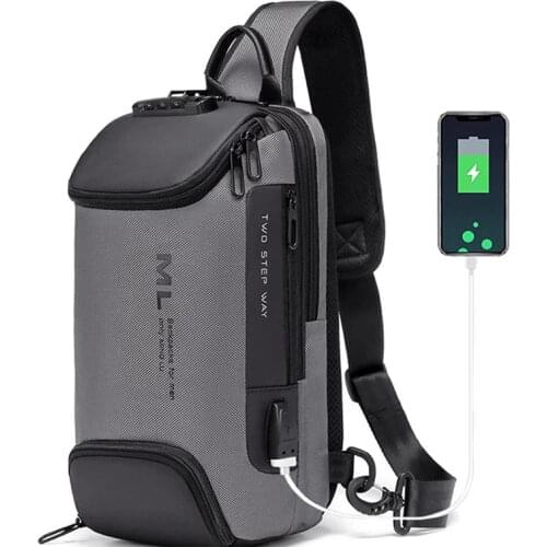 Men Fashion Anti-theft Lock Multifunction Shoulder Bags USB Charging Sling Crossbody Travel Messenger Chest Bag Pack For Male