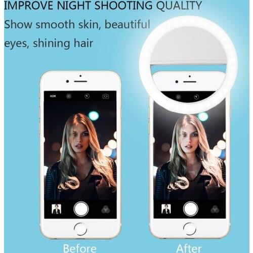 Selfie LED Ring Fill Light Portable Mobile Phone Selfie Lamp 3 levels Lighting Luminous Ring Clip For All Cell Phones USB charge