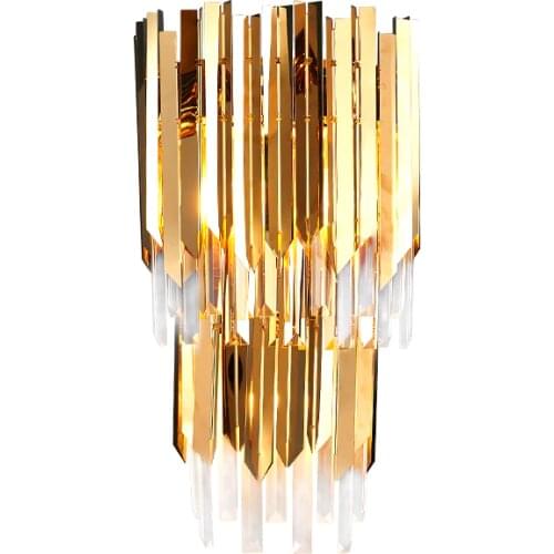 Led e14 Postmodern Stainless Steel Crystal Golden Designer LED Wall lamp Wall Light wireless wall lamp For Bedroom Corridor