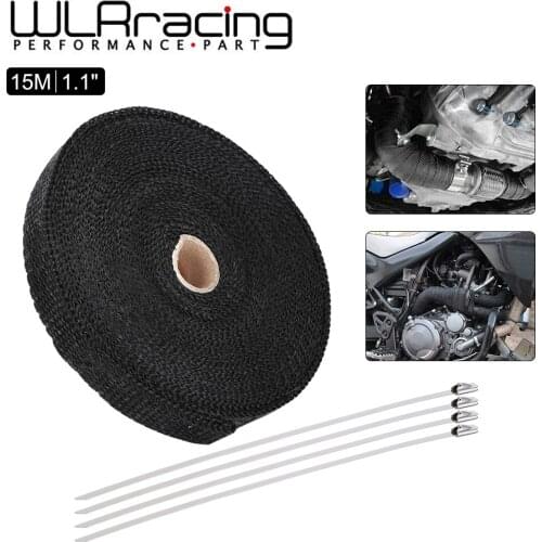 1" 15M Motorcycle Exhaust Thermal Exhaust Tape Header Heat Wrap Resistant Downpipe For Motorcycle Car Accessories + 4 pcs Ties