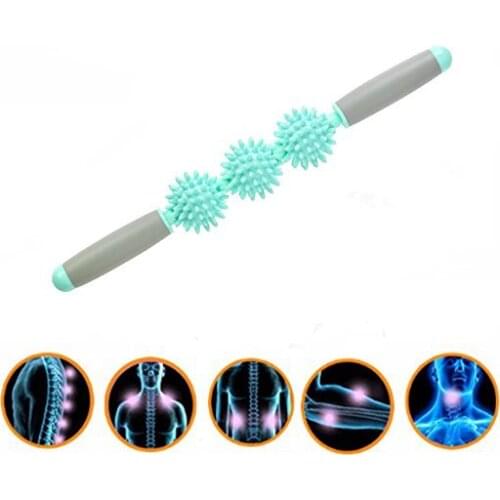 Gym Muscle Massage Roller Yoga Muscle Roller Sticks with 3 Point Spiky Balls Body Massage Relax Muscle Roller Fitness Equipments