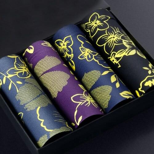 Cuecas Rushed Calzoncillos 2019 Panties Men 4pcs\lot Boxer Large Size Underwear Boxers Modal Printed Shorts Mens Luxury L-5XL