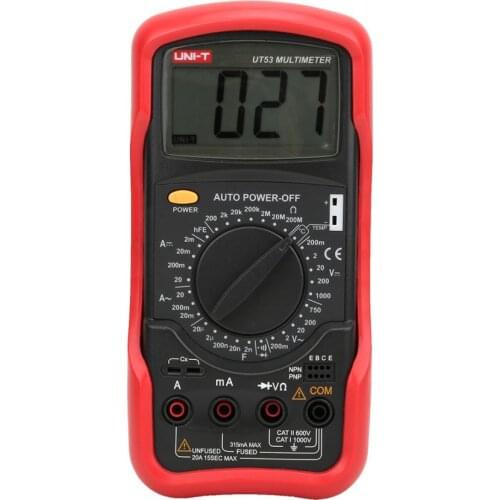 UNI-T UT53 Digital Multimeter AC DC Voltmeter Ammeter Capacitance Ohmmeter Diode/Transistor Temperature Test