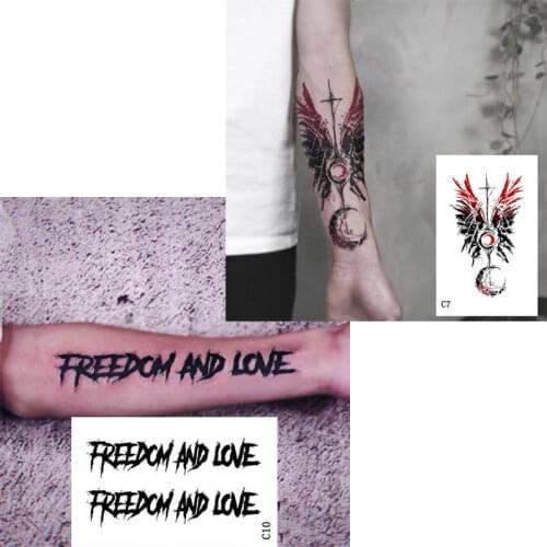 Angel Wings Waterproof Tattoo Stickers Dark Men and Women Permanent Temporary Tattoos Hand Back Fingers Flower Arm Fake Tattoos