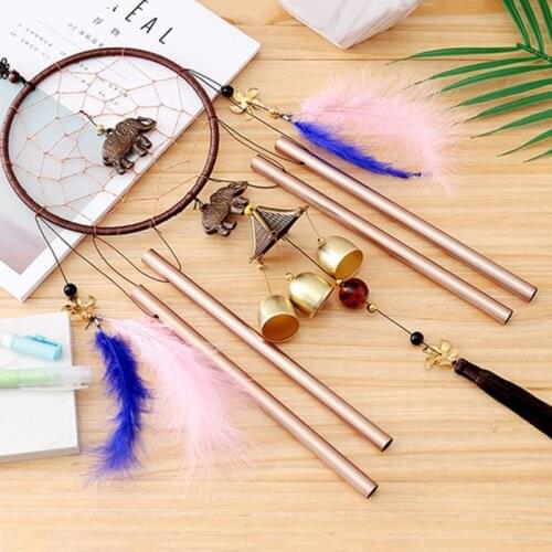 W3JE Dream Catcher Feather Wind Chime Wall Hanging Ornaments Handmade Dreamcatcher Elephant Love Heart Bell Kids Home Office