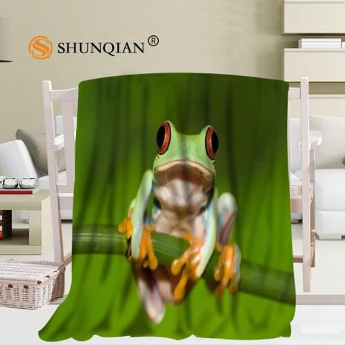 Green Frog Blanket Soft DIY Sofa Bed Throw Blanket Kid Adult Warm Custom Blanket 56x80Inch50X60Inch40X50Inch