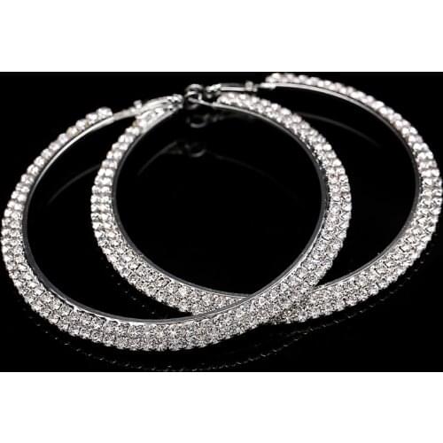 TDQUEEN Rhinestone Crystal Large Hoop Earrings AB Rhinestones Round Circle Earrings Delicate Big Hoops Fashion Jewelry for Women