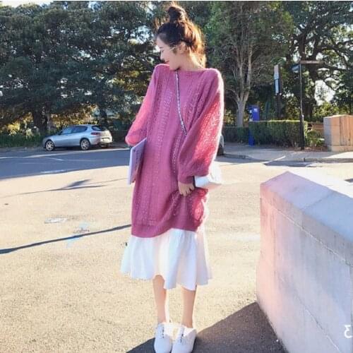 Spring summer womens large size new fashion set casual loose Medium length sweater strap dress two-piece S-4XL Female y26