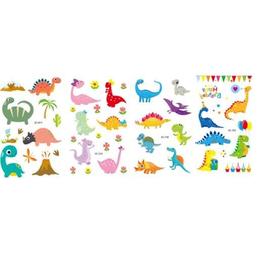 1 Sheets Kids Dinosaur Birthday Party Tattoo Stickers Dino Waterproof Temporary Tatto Body Art for Children Party Supplies