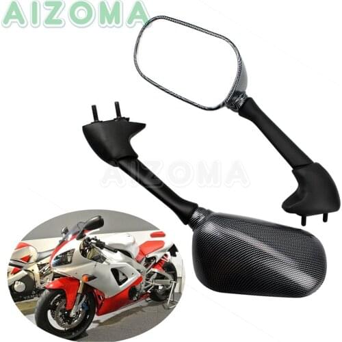 1 Pair Right + Left Motorcycle Mirrors Carbon Fiber Rear View Side Mirror For Yamaha YZF-R1 YZFR1 2002 2003