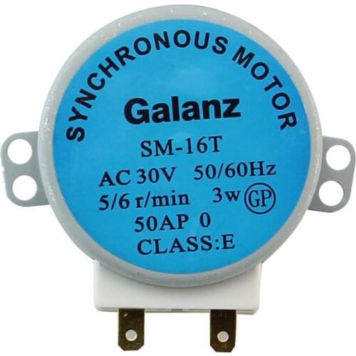 1PC Synchronous Motor SM-16T AC 30V 3W 5/6 RPM 50/60Hz For Microwave Oven Turntable 50 x 18mm/ 2" x 0.7" (D*H)