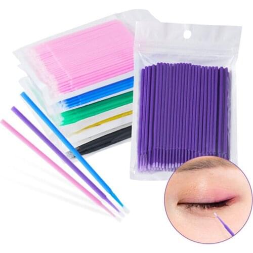100pcs/pack Disposable MicroBrush Individual Eyelashes Removing Swab Micro Mascara Brush For Lashes Extension Tools