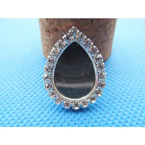 20pcs White Rhinestone Flatback Copper Raindrop Pendant Charm Finding,Base Setting Tray Bezel,fit 13mmx18mm Cabochon Cameo
