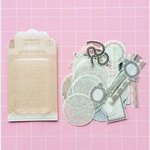60 Sheets /Pack Blister Vintage Lace Style Washi Paper Decorative Stickers Label Sticker