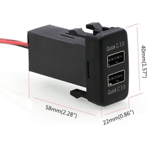 Car usb quick charger 3.0 dual USB for Toyota 22x40mm 22.5x33mm 5v 3A /9v 2A/12V 1.5A car charger adapter
