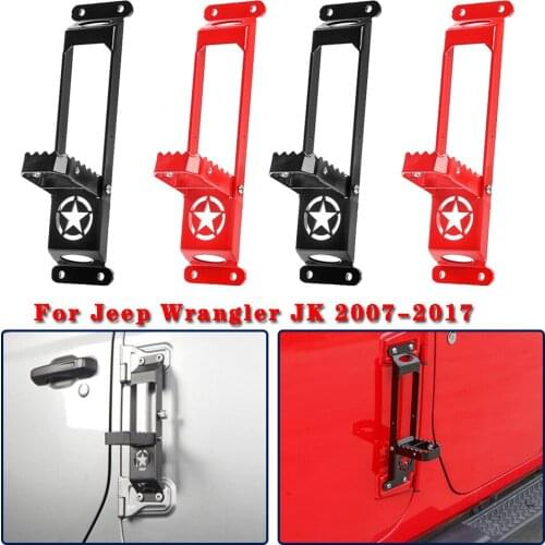 Car Exterior Door Hinge Panels Foot Pegs for Jeep Wrangler JK JL 2007+ Foot Rest Pedal Steel Climbing Kit For Gladiator JT
