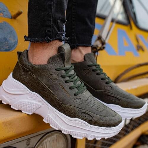 Chekich Shoes for Men Khaki Color Non Leather Spring and Summer Seasons Lace Up Sneakers Fashion Casual Comfortable Green Breathable Vulcanized Lightweight Running Daily Footwear Solid Suits Formal Sale Fly CH089 V3